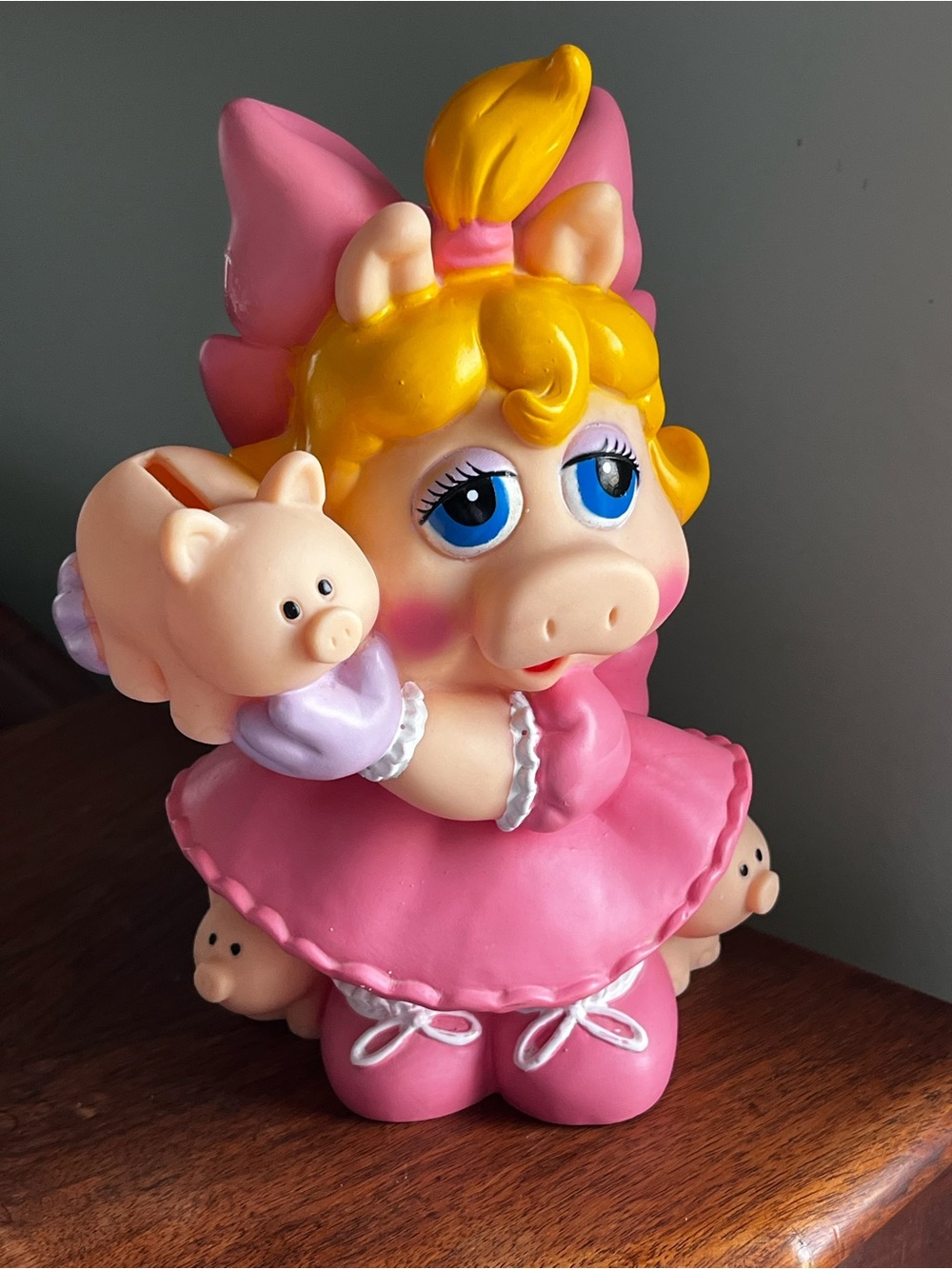 1989 miss piggy piggy bank Pink Piglet Kids Toy muppet babies muppets